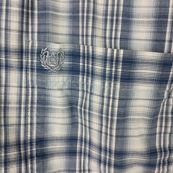 Panhandle Rough Stock Plaid Shirt XXL Blue Button Down Collar Business Casual - Picture 3 of 7